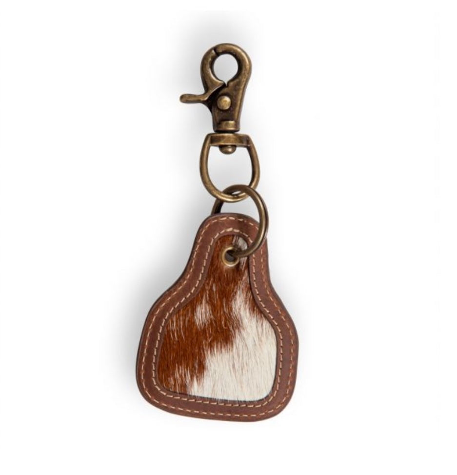 Tan Cow Tag Keychain