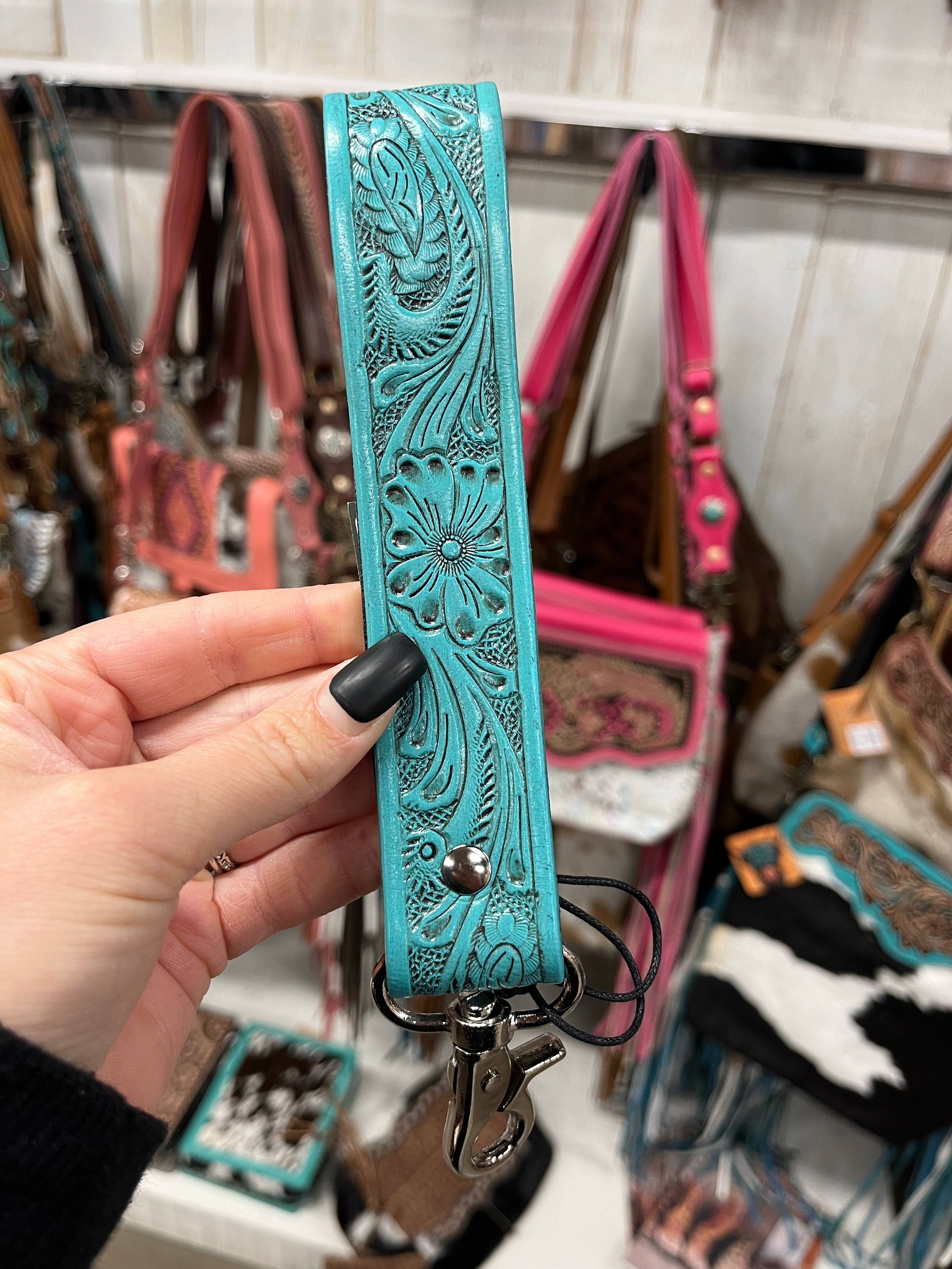 Blooming Meadow Turquoise Key Wristlet