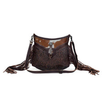 Sculpted Brown Fringe Purse