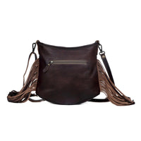Sculpted Brown Fringe Purse
