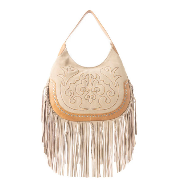 Sage Whisper Beige Fringe Purse