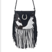 Mustang’s Luck Black&White Fringed Purse