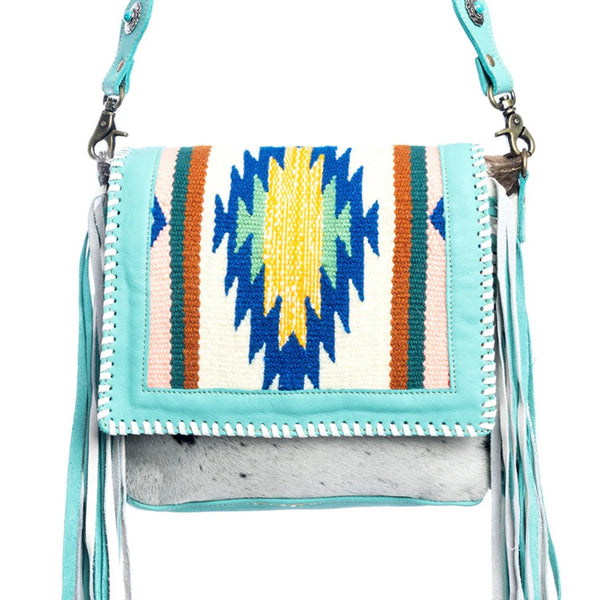 Zunia Turquoise Fringe Purse
