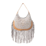 Sage Whisper White Fringe Purse