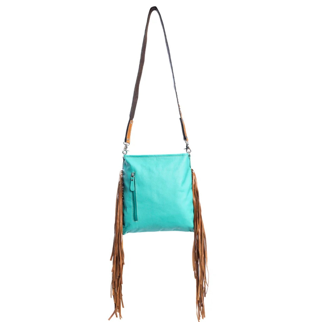 Terra Donna Teal Fringe Purse
