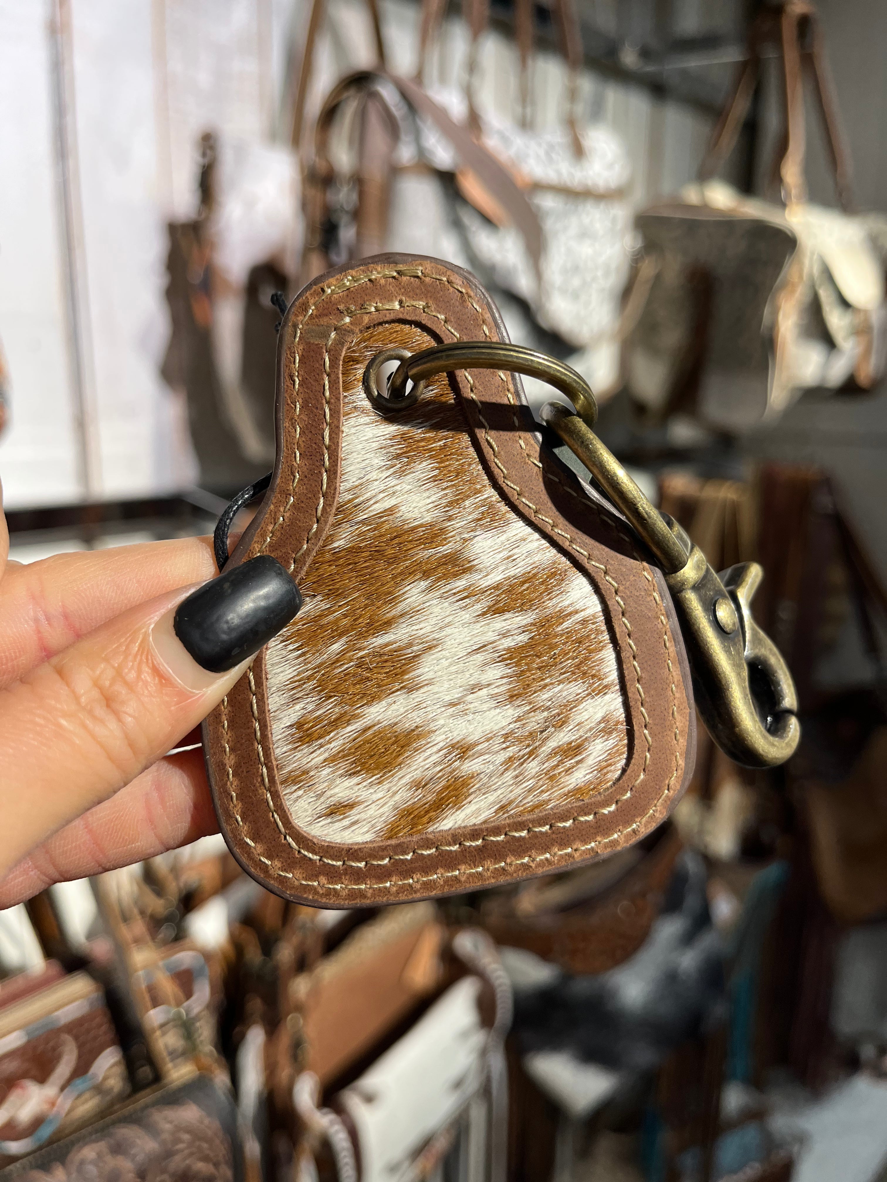 Tan Cow Tag Keychain